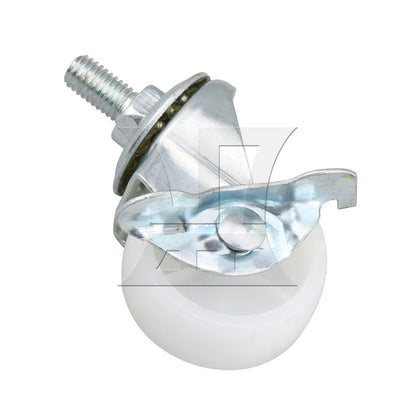BQLZR 4x Mini Swivel Nylon Casters Heavy Duty Wheel with Brake and M8 Bolt