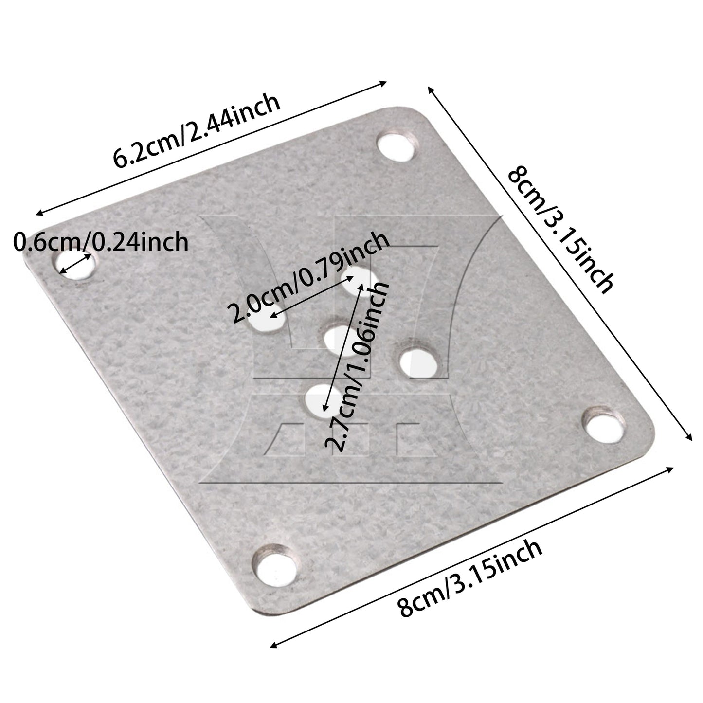 BQLZR 4 Pieces 8x8cm Table Legs Iron Mounting Plates 6mm Hole Dia Silver