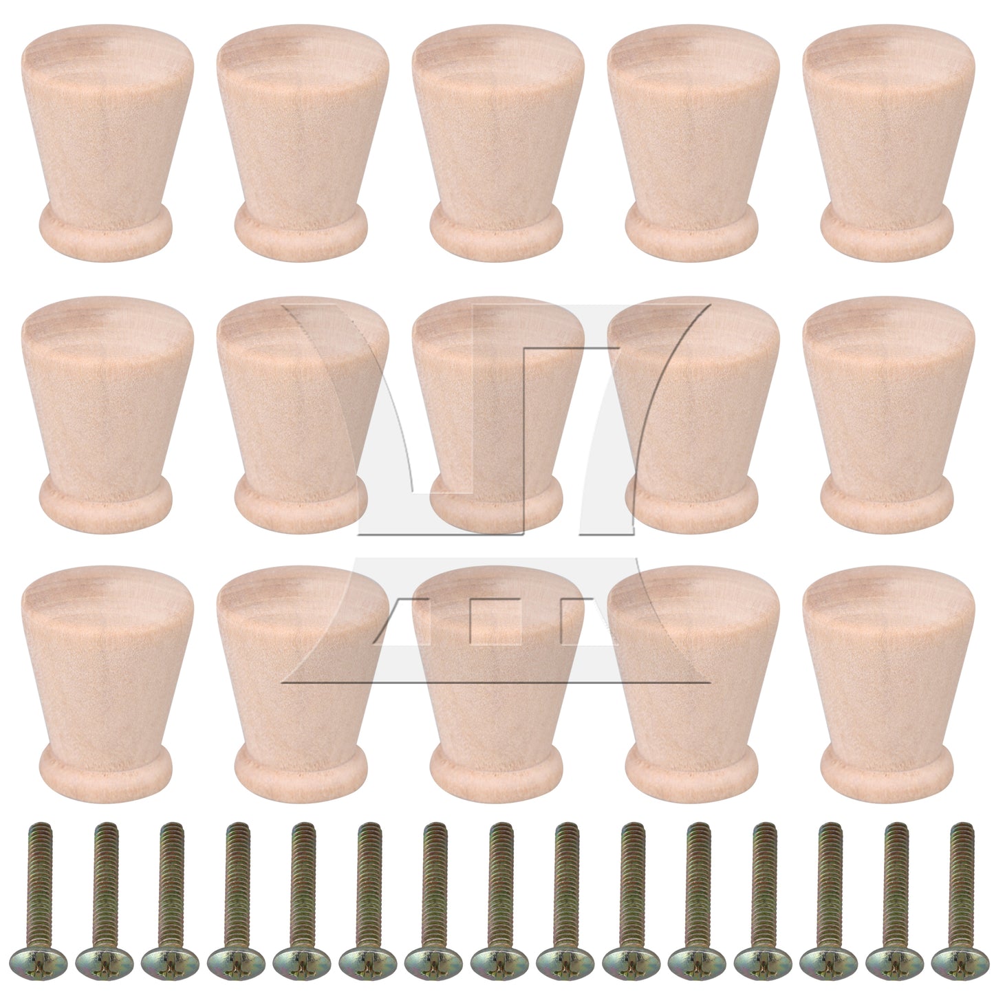 BQLZR 15x Tapered Cabinet Knobs Unfinished Wooden Drawer Pulls Handles for Door
