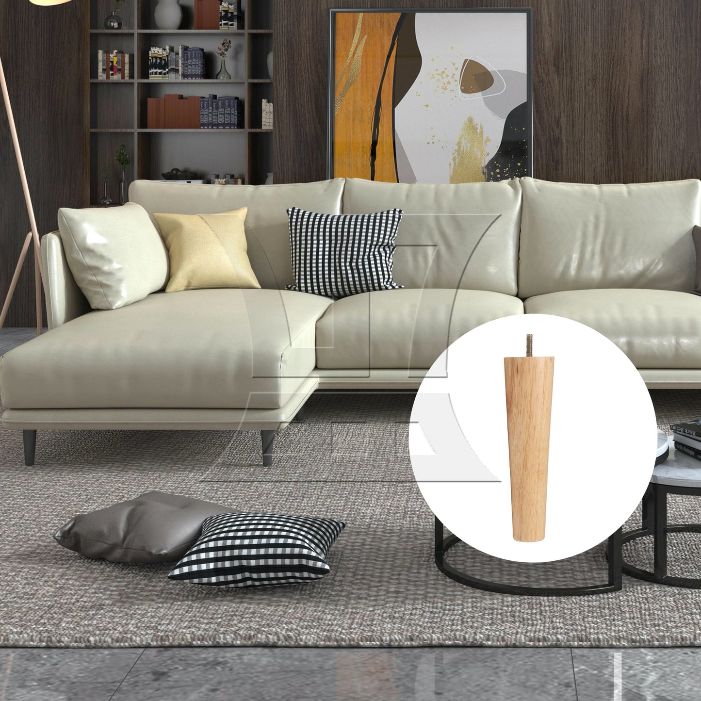 BQLZR Wooden Color 20cm Wooden Furniture Cone Legs with 24mm M8 Screw for Sofa
