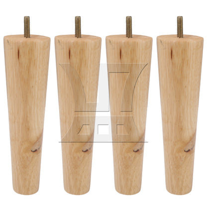 BQLZR Wooden Color 20cm Wooden Furniture Cone Legs with 24mm M8 Screw for Sofa
