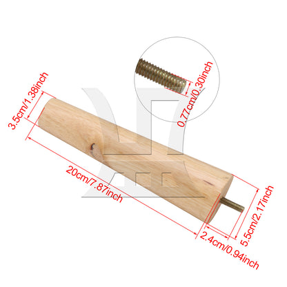 BQLZR Wooden Color 20cm Wooden Furniture Cone Legs with 24mm M8 Screw for Sofa