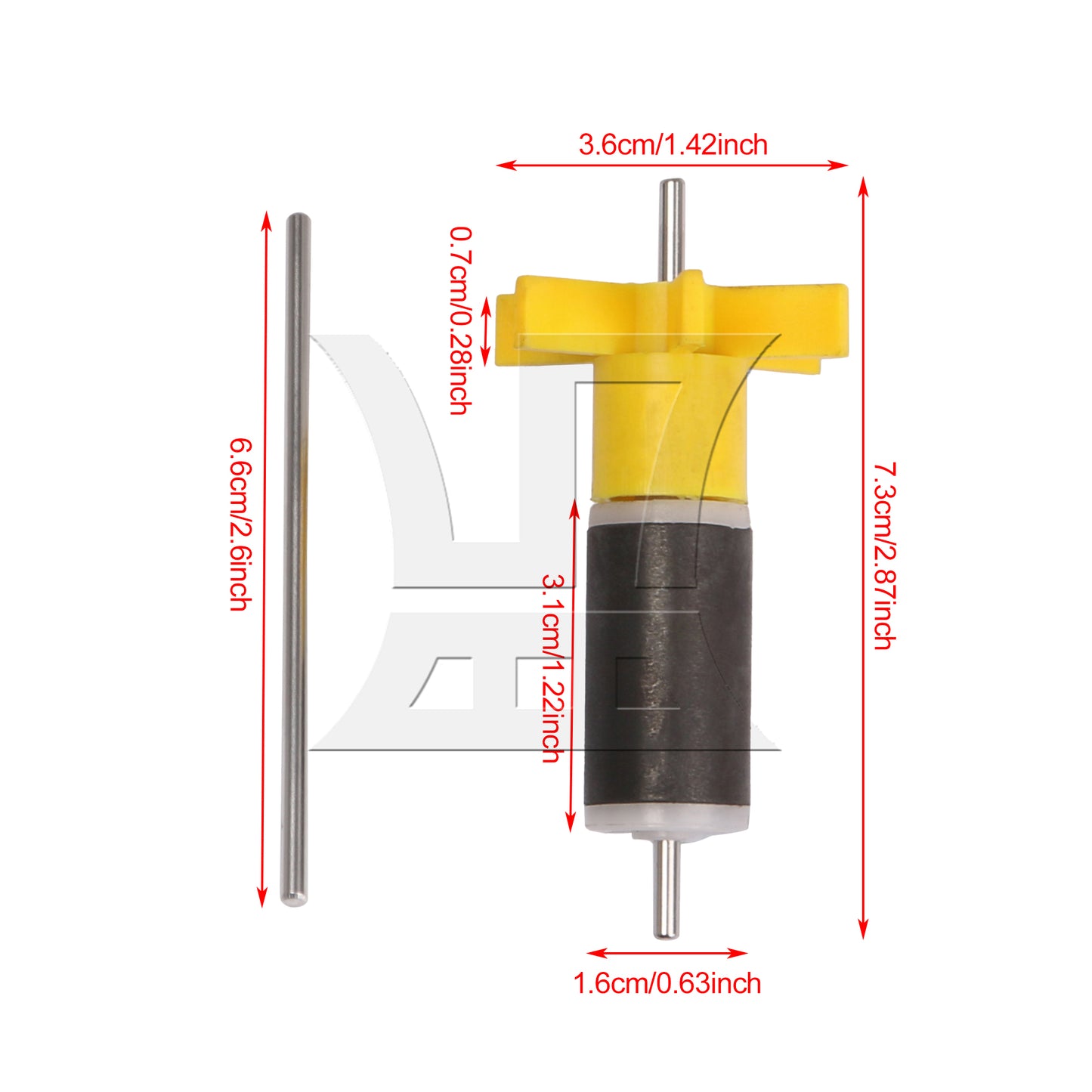 BQLZR Plastic 16mm Replacement Filter Impeller Submersible Pump Rotor Yellow