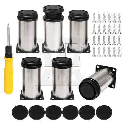 BQLZR Stainless Steel Adjustable Cabinet Feet Round Furniture Leg 1.97"x 3.94"