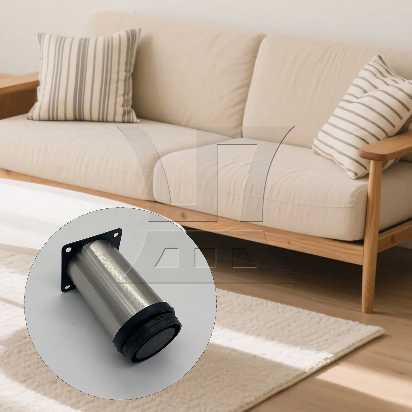 BQLZR Stainless Steel Adjustable Cabinet Feet Round Furniture Leg 1.97"x 3.94"