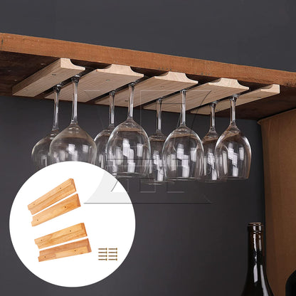 BQLZR 4Pieces Wood Wine Glass Holder Rack 10.83x1.77" with Screw for Home Restaurant