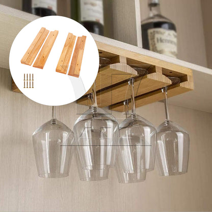 BQLZR 4Pieces Wood Wine Glass Holder Rack 10.83x1.77" with Screw for Home Restaurant
