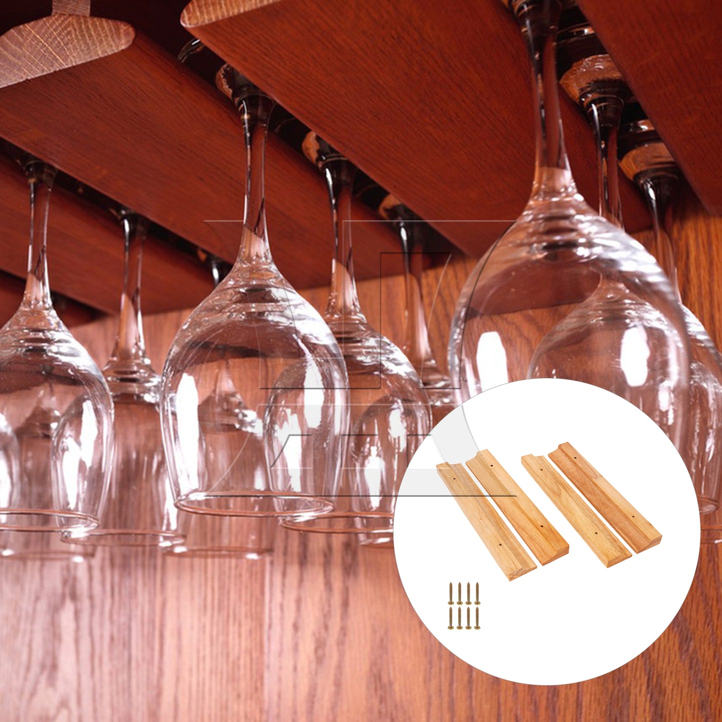 BQLZR 4Pieces Wood Wine Glass Holder Rack 10.83x1.77" with Screw for Home Restaurant