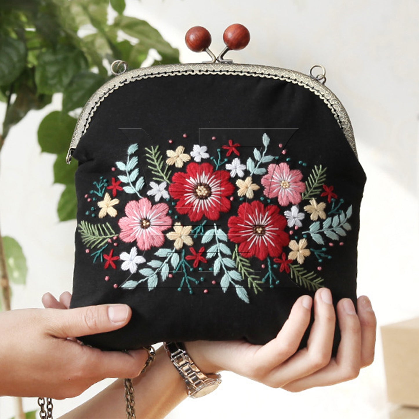 BQLZR Embroidery Starter Kit Black for Coin Purse Wallet 165 mm with All Supplies