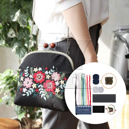 BQLZR Embroidery Starter Kit Black for Coin Purse Wallet 165 mm with All Supplies