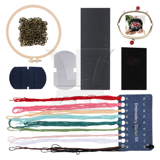 BQLZR Embroidery Starter Kit Black for Coin Purse Wallet 165 mm with All Supplies