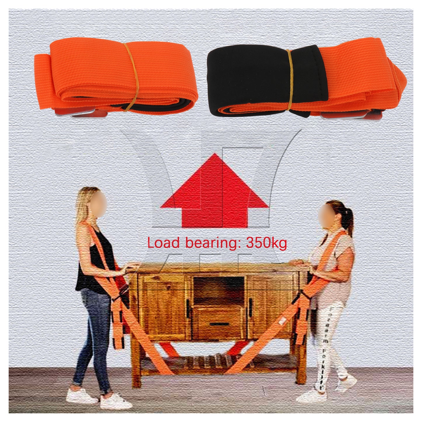 BQLZR  Professional Shoulder Lifting Straps for Furniture Orange and Black