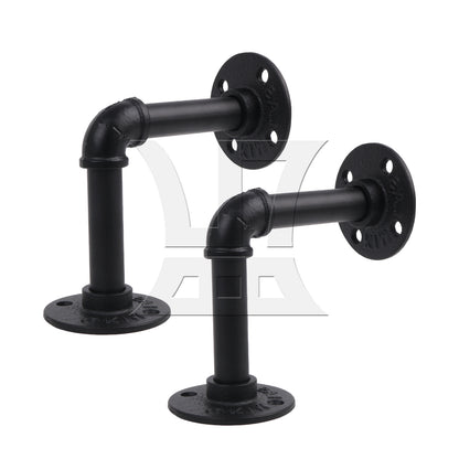 BQLZR 4Pcs Industrial Pipe Shelf Floating Iron Brackets 4.72" L Shape for Wall Mount