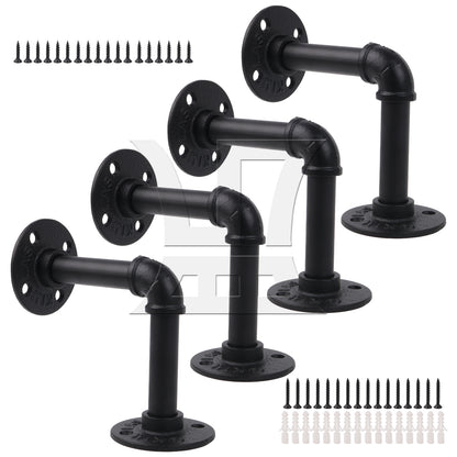 BQLZR 4Pcs Industrial Pipe Shelf Floating Iron Brackets 4.72" L Shape for Wall Mount