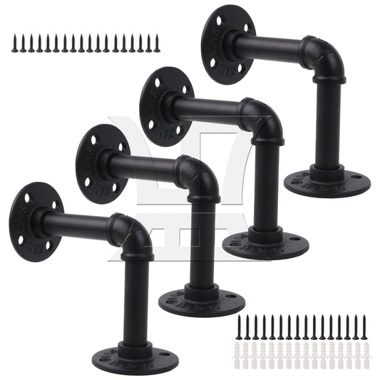BQLZR 4Pcs Industrial Pipe Shelf Floating Iron Brackets 4.72" L Shape for Wall Mount