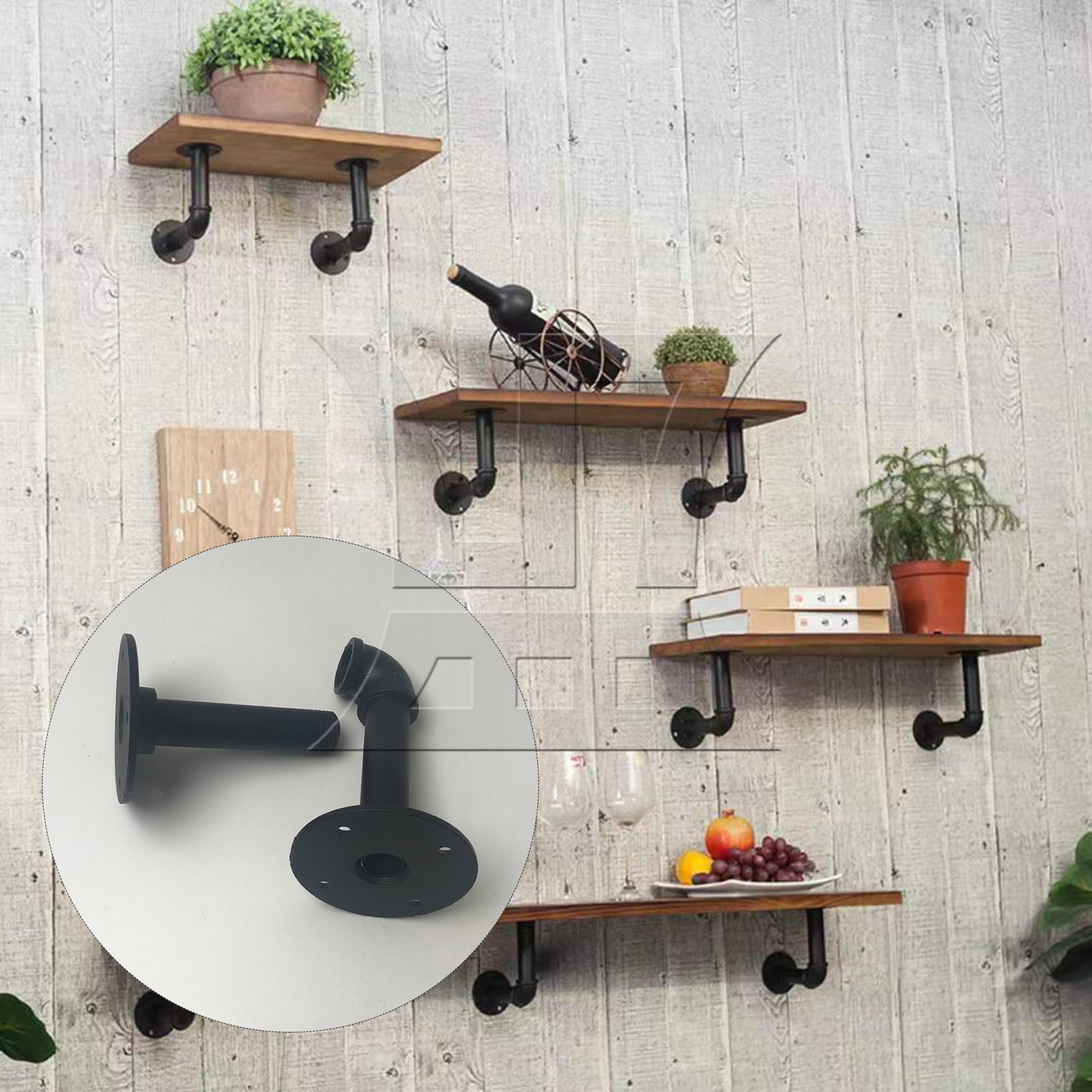 BQLZR 4Pcs Industrial Pipe Shelf Floating Iron Brackets 4.72" L Shape for Wall Mount