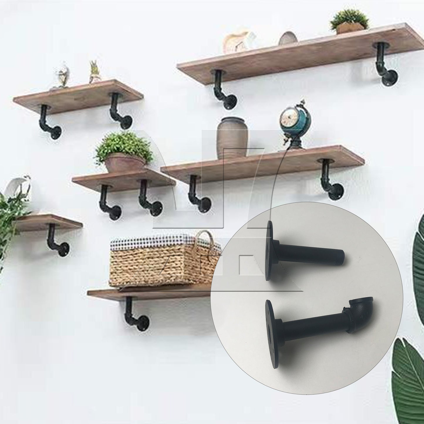 BQLZR 4Pcs Industrial Pipe Shelf Floating Iron Brackets 4.72" L Shape for Wall Mount
