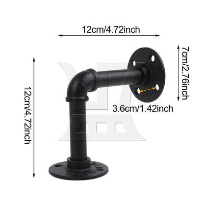 BQLZR 4Pcs Industrial Pipe Shelf Floating Iron Brackets 4.72" L Shape for Wall Mount