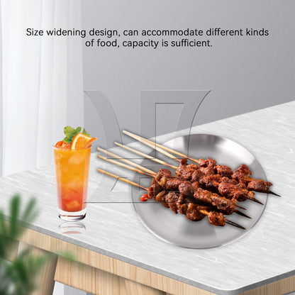 BQLZR  9.06" Diameter Dinner Plate 201 Stainless Steel Food Dishes for Picnic