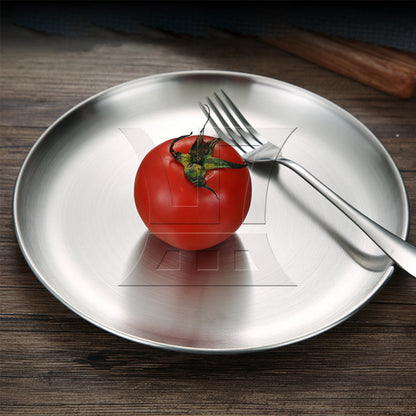 BQLZR  9.06" Diameter Dinner Plate 201 Stainless Steel Food Dishes for Picnic