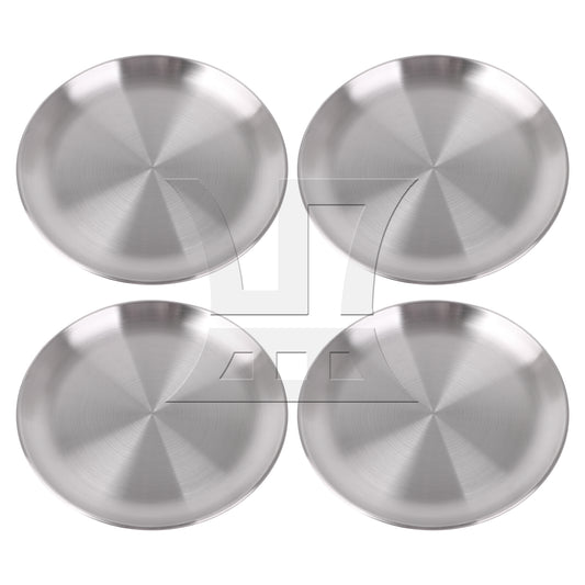 BQLZR  9.06" Diameter Dinner Plate 201 Stainless Steel Food Dishes for Picnic