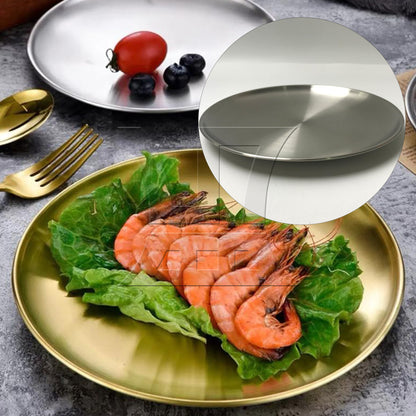 BQLZR  9.06" Diameter Dinner Plate 201 Stainless Steel Food Dishes for Picnic