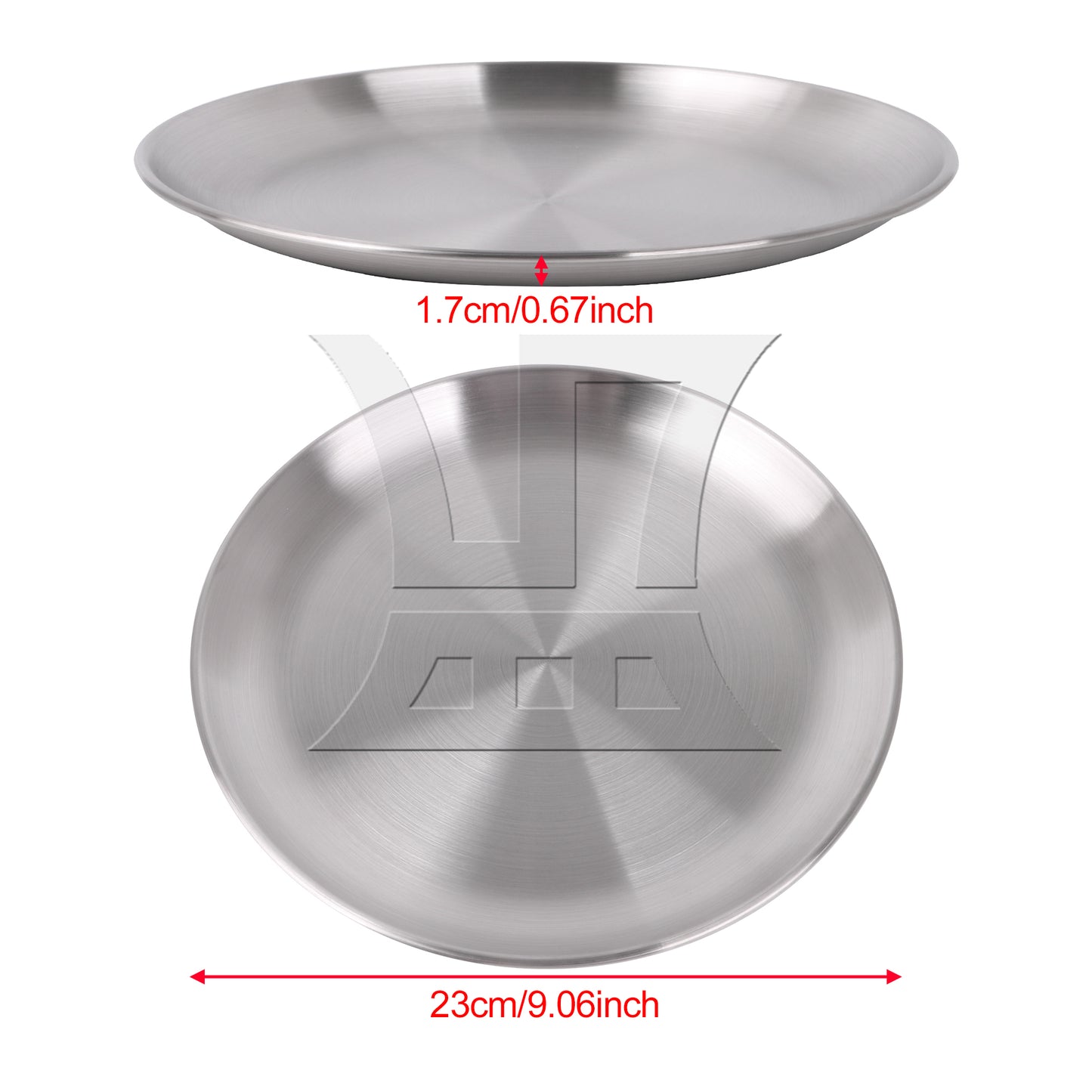 BQLZR  9.06" Diameter Dinner Plate 201 Stainless Steel Food Dishes for Picnic