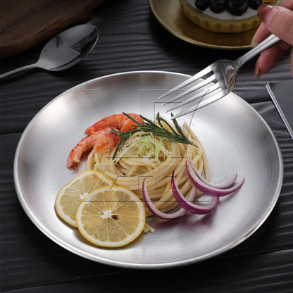 BQLZR  9.06" Diameter Dinner Plate 201 Stainless Steel Food Dishes for Picnic