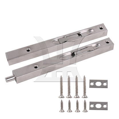 BQLZR 2Pieces Stainless Steel Flush Latch Bolts for Door 8 Inch Silver