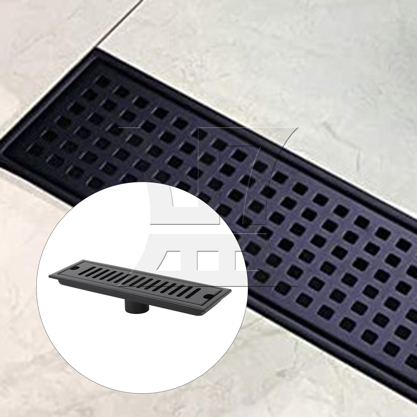 BQLZR Modern Stainless Steel Shower Floor Drain 11.81"x3.94" with Removable Grate
