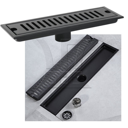 BQLZR Modern Stainless Steel Shower Floor Drain 11.81"x3.94" with Removable Grate