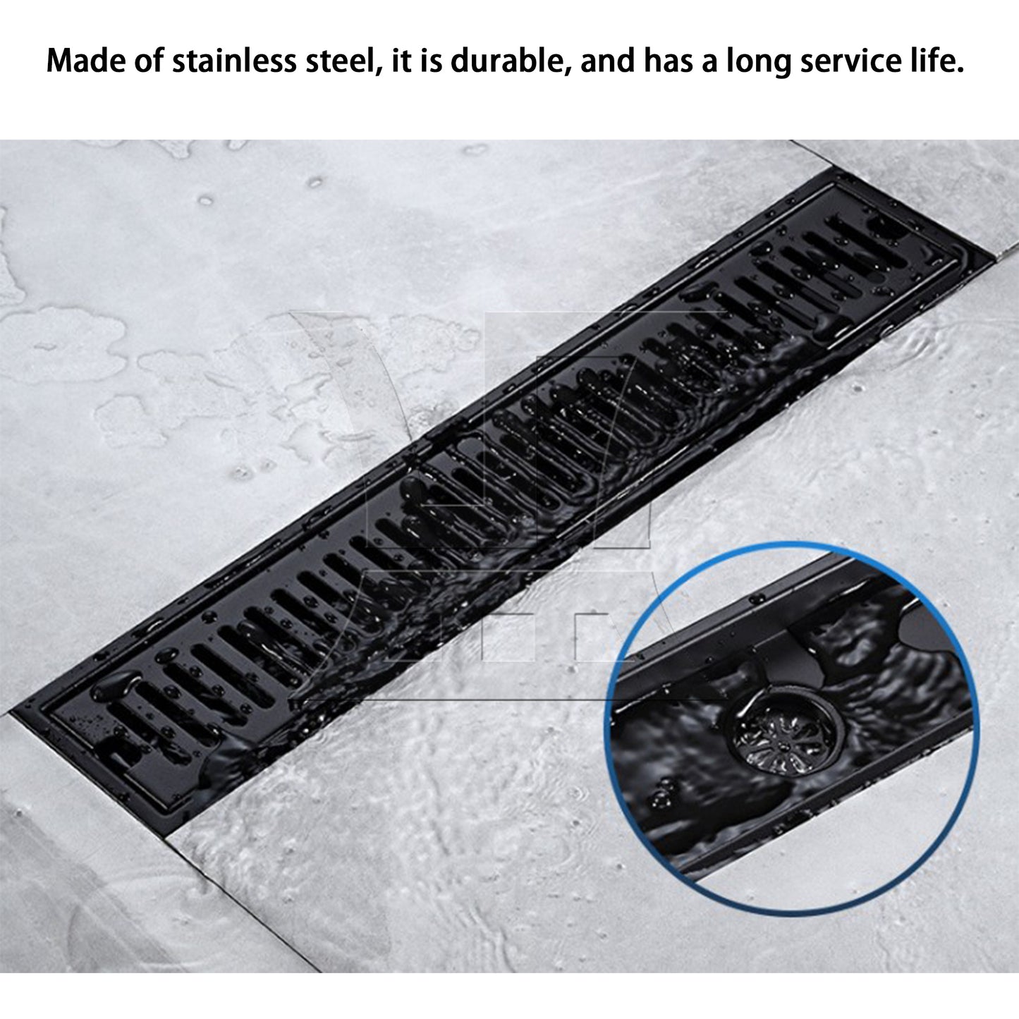 BQLZR Modern Stainless Steel Shower Floor Drain 11.81"x3.94" with Removable Grate