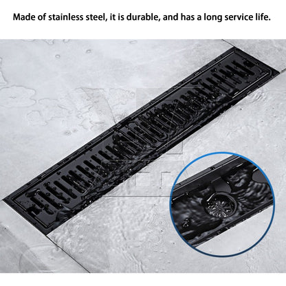 BQLZR Modern Stainless Steel Shower Floor Drain 11.81"x3.94" with Removable Grate