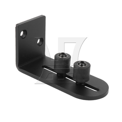 BQLZR 2Pieces Ball Bearings Barn Door Floor Guide L Shape with Double Rollers Black