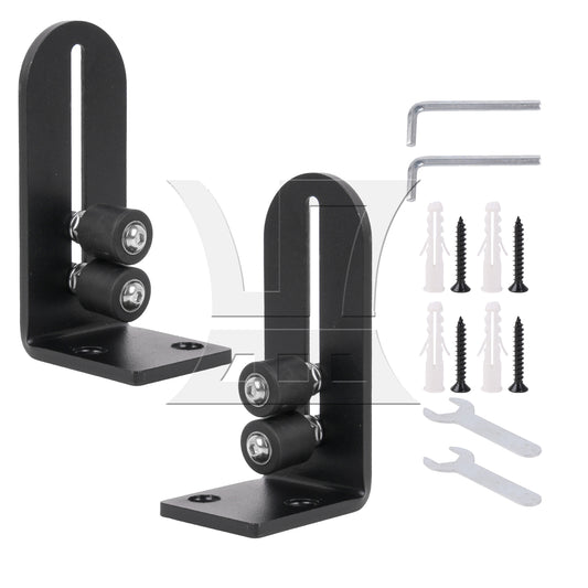 BQLZR 2Pieces Ball Bearings Barn Door Floor Guide L Shape with Double Rollers Black
