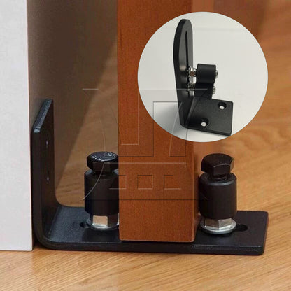 BQLZR 2Pieces Ball Bearings Barn Door Floor Guide L Shape with Double Rollers Black