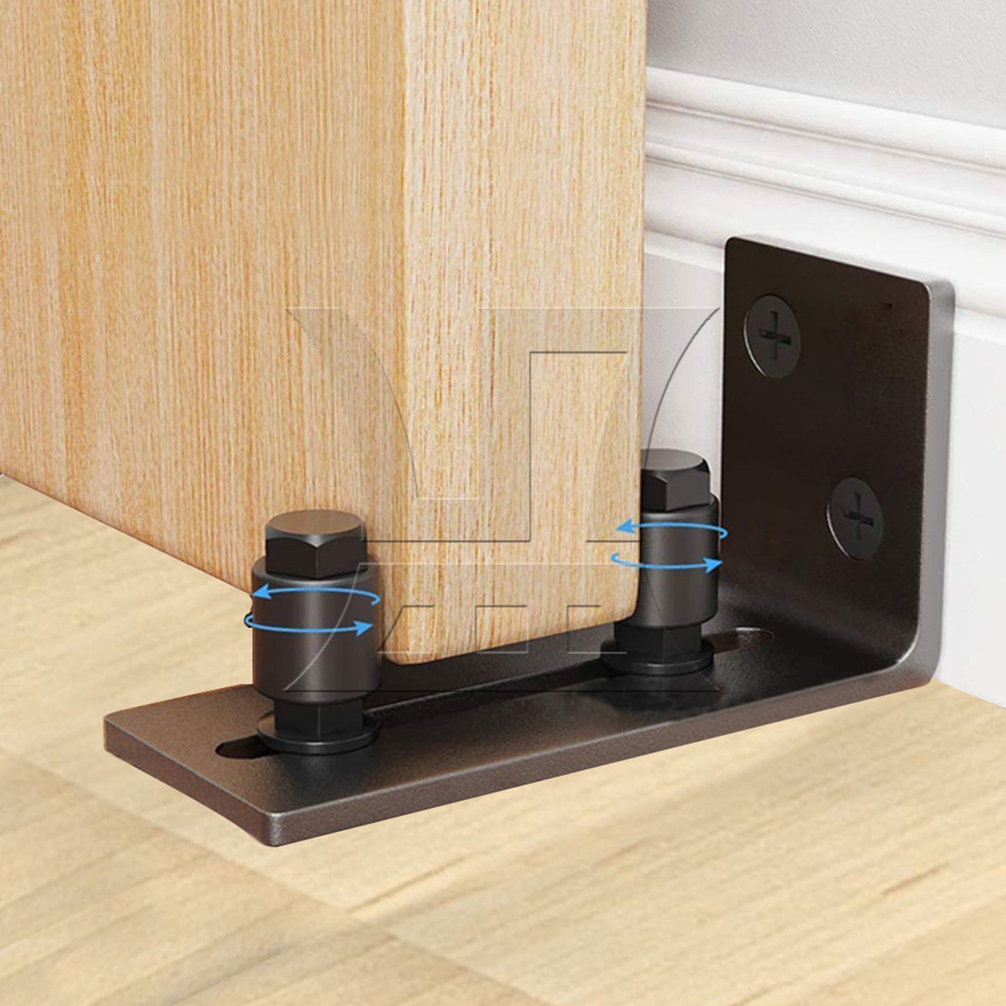 BQLZR 2Pieces Ball Bearings Barn Door Floor Guide L Shape with Double Rollers Black