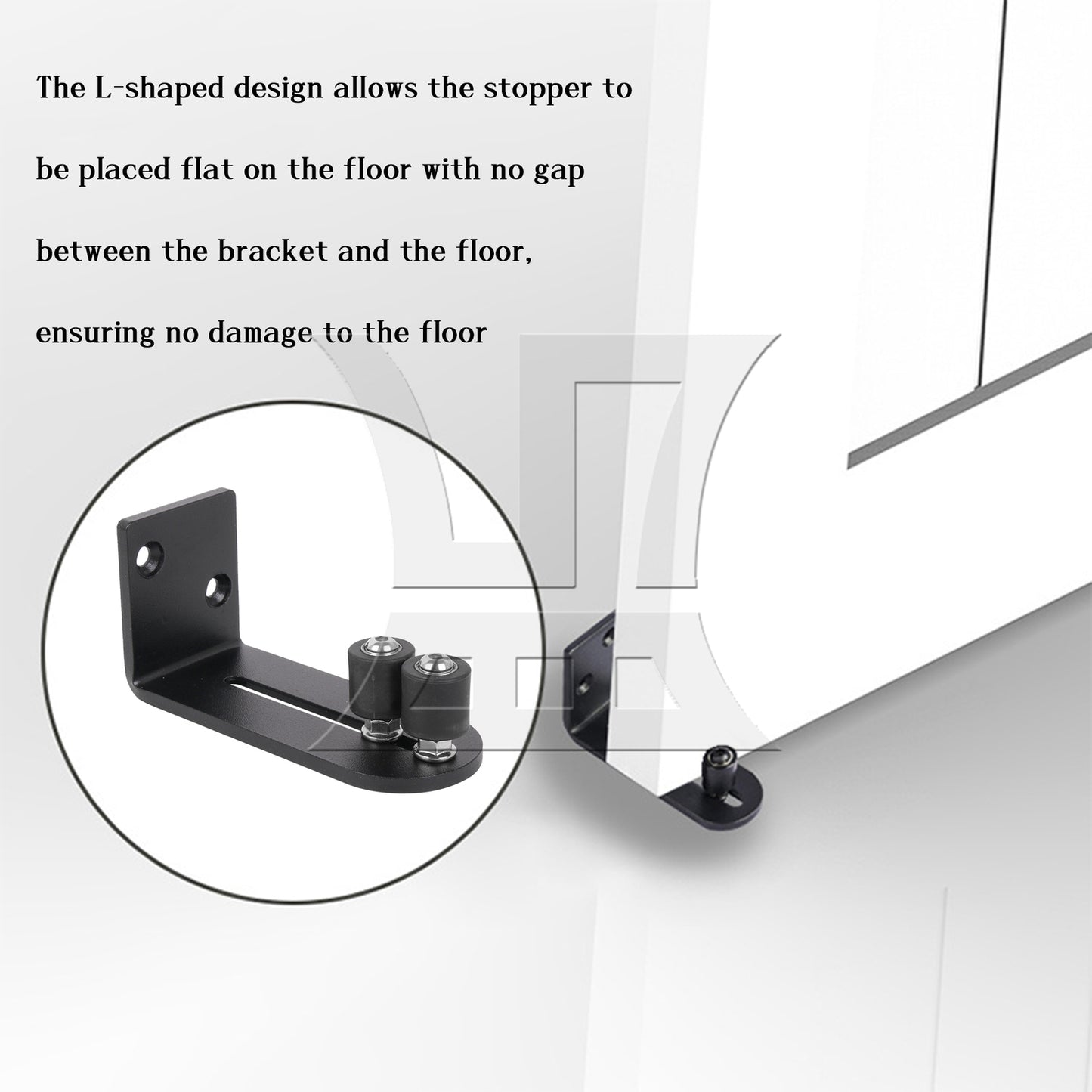 BQLZR 2Pieces Ball Bearings Barn Door Floor Guide L Shape with Double Rollers Black