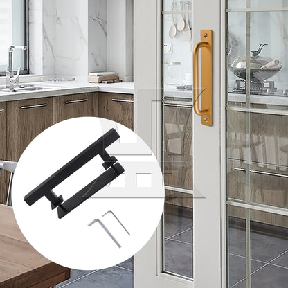 BQLZR Black 12 Inch Sliding Barn Door Gate Square Handle Set with Hex Wrench & Screw