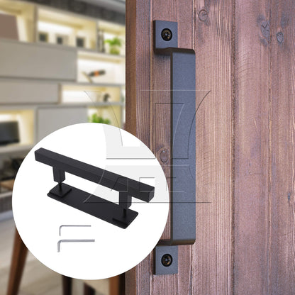 BQLZR Black 12 Inch Sliding Barn Door Gate Square Handle Set with Hex Wrench & Screw