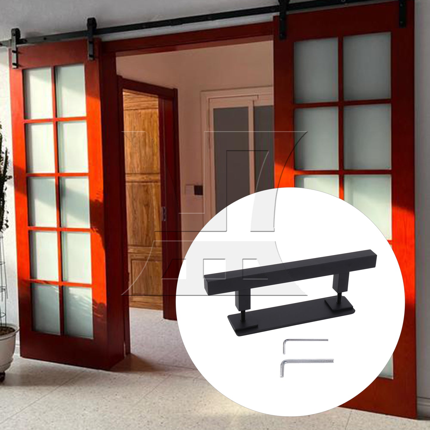 BQLZR Black 12 Inch Sliding Barn Door Gate Square Handle Set with Hex Wrench & Screw