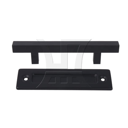 BQLZR Black 12 Inch Sliding Barn Door Gate Square Handle Set with Hex Wrench & Screw