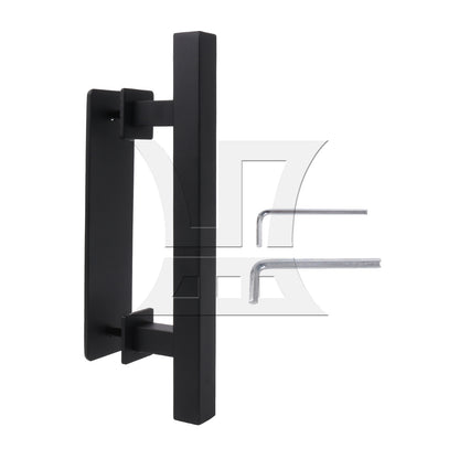 BQLZR Black 12 Inch Sliding Barn Door Gate Square Handle Set with Hex Wrench & Screw