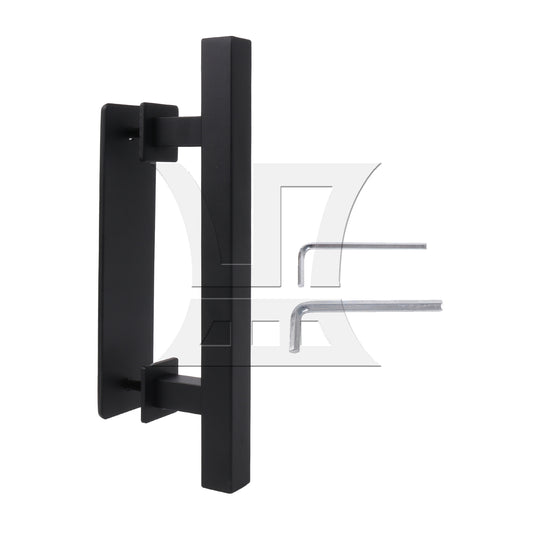 BQLZR Black 12 Inch Sliding Barn Door Gate Square Handle Set with Hex Wrench & Screw