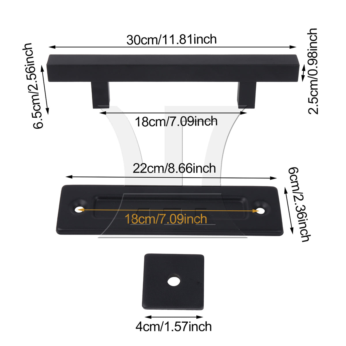 BQLZR Black 12 Inch Sliding Barn Door Gate Square Handle Set with Hex Wrench & Screw