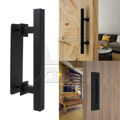 BQLZR Black 12 Inch Sliding Barn Door Gate Square Handle Set with Hex Wrench & Screw