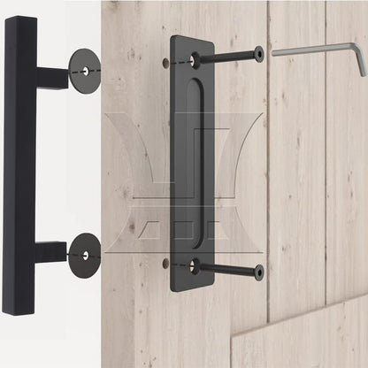BQLZR Black 12 Inch Sliding Barn Door Gate Square Handle Set with Hex Wrench & Screw