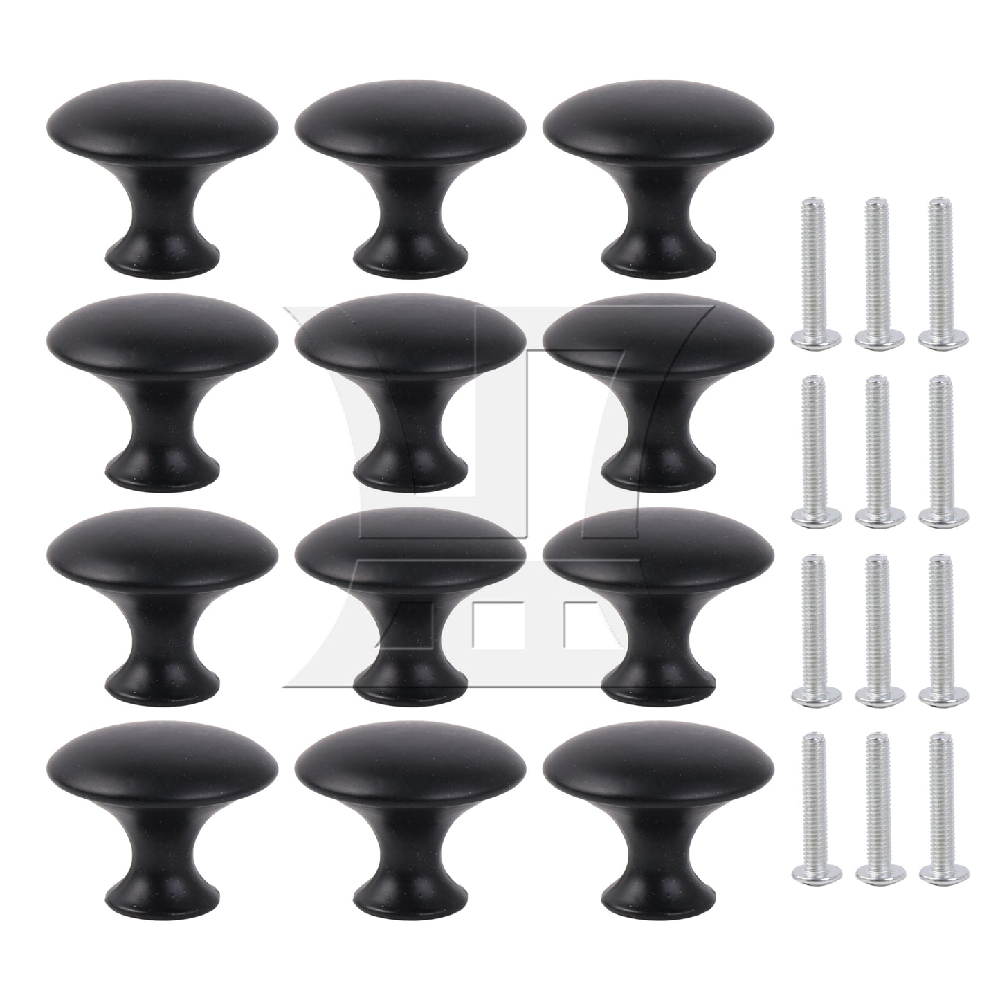 BQLZR Round Drawer Knobs for Bedroom Kitchen 30mm Diameter Black w/ Screws
