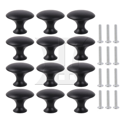 BQLZR Round Drawer Knobs for Bedroom Kitchen 30mm Diameter Black w/ Screws