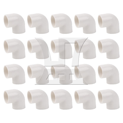 BQLZR 20 Pcs 2 Way Right Angle 3/4" Elbow Pipe Fitting White for Sprinkler System